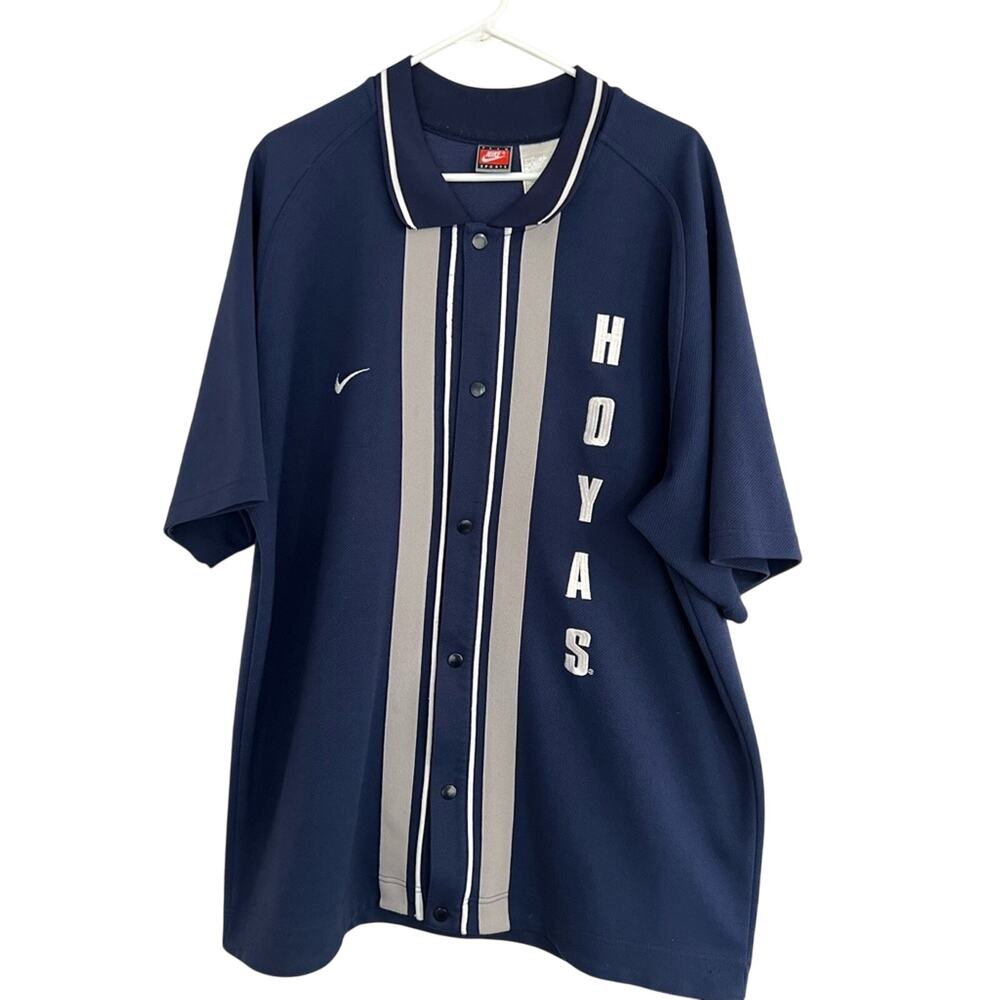 VTG 90s Mens XL / XXL Nike Georgetown Hoyas Warm Up Basketball Jersey Shirt Polo